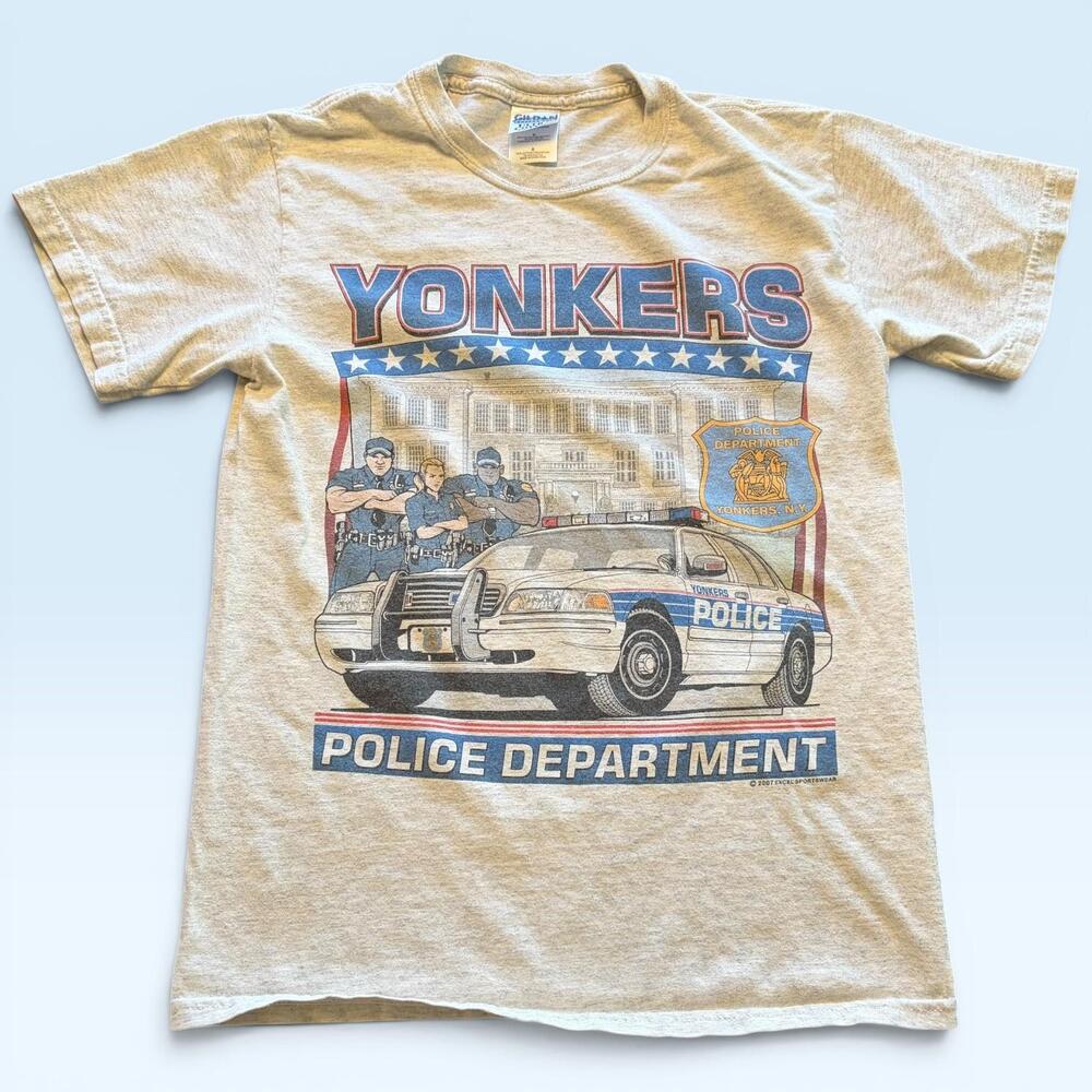 Yonkers Police Department Shirt Mens Small Gray Graphic Tee T-Shirt Gildan